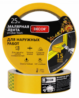 Лента малярная DЕCOR 9 мм х 25 м, оранжевая, для наружных работ