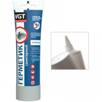 Герметик акриловый санитарный прозрачный 0,25кг туба с носиком VGT неморозостойкий