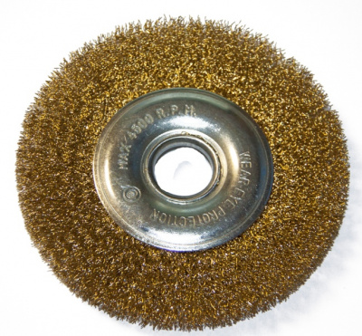 Щетка-крацовка дисковая для УШМ, латунированная витая проволока, 125мм "TOOLBERG"