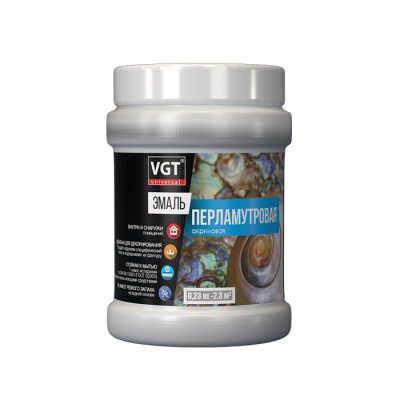 Эмаль VGT акриловая ВД-АК-1179 перламутровая серебристо-белая 0,23кг (неморозостойкая)