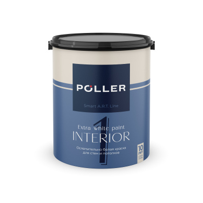 Краска Poller A.R.T. латексная для стен и потолков 1 белая 2,5 л