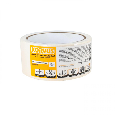 Лента малярная клейкая на крепированной бумаге, 50мм х 50м "KORVUS"