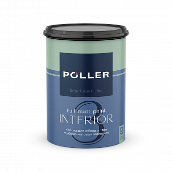 Краска Poller A.R.T. латексная глубокоматовая для обоев и стен 3 База А белая 0,9 л