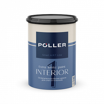 Краска Poller A.R.T. латексная для стен и потолков 1 белая 0,9 л