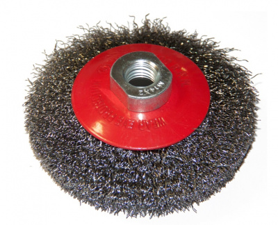 Щетка-крацовка коническая для УШМ, стальная витая проволока, 100мм "TOOLBERG"