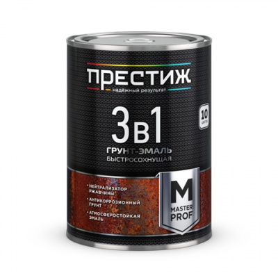 Грунт-эмаль по ржавчине ПРЕСТИЖ быстросохнущая черная 0,9кг