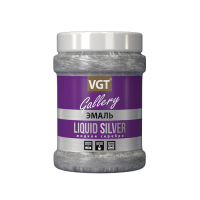 Эмаль VGT акриловая ВД-АК-1179 "МЕТАЛЛИК" жидкое серебро 0,23кг (неморозостойкая)