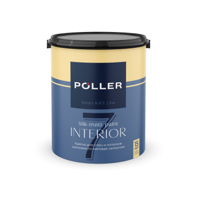 Краска Poller A.R.T. латексная шелковисто-матовая для стен и потолков 7 База А белая 9 л