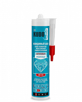 Клей KUDO ремонтно-монтажный "Невидимый шов" на акриловой основе, прозрачный 280 мл