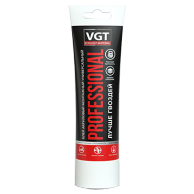 Клей акриловый монтажный универсальный белый VGT PROFESSIONAL 0,3кг туба с носиком