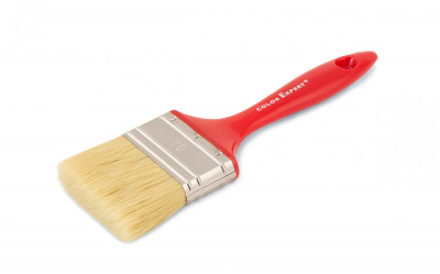 Кисть флейцевая 70мм/6мм светлая щетина, лакированная пластиковая ручка Колор Эксперт