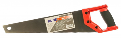 Ножовка по дереву 400мм прямой зуб, 7з/д 9-0-9-0 закал, быстрый распил 2-комп рук. "Runex Techno"