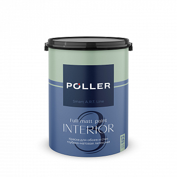 Краска Poller A.R.T. латексная глубокоматовая для обоев и стен 3 База А белая 4,5 л