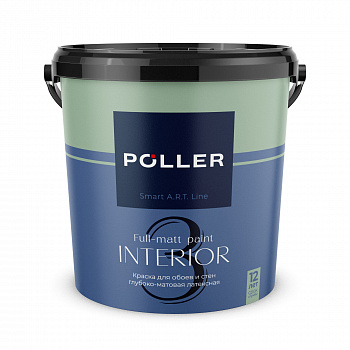 Краска Poller A.R.T. латексная глубокоматовая для обоев и стен 3 База А белая 9 л