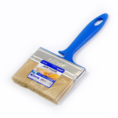 Кисть АКОР "Лаки" 100*12 пластиковая синяя ручка, синтетическая щетина