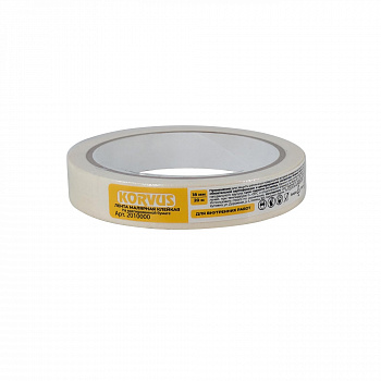 Лента малярная клейкая на крепированной бумаге, 18мм х 20м "KORVUS"